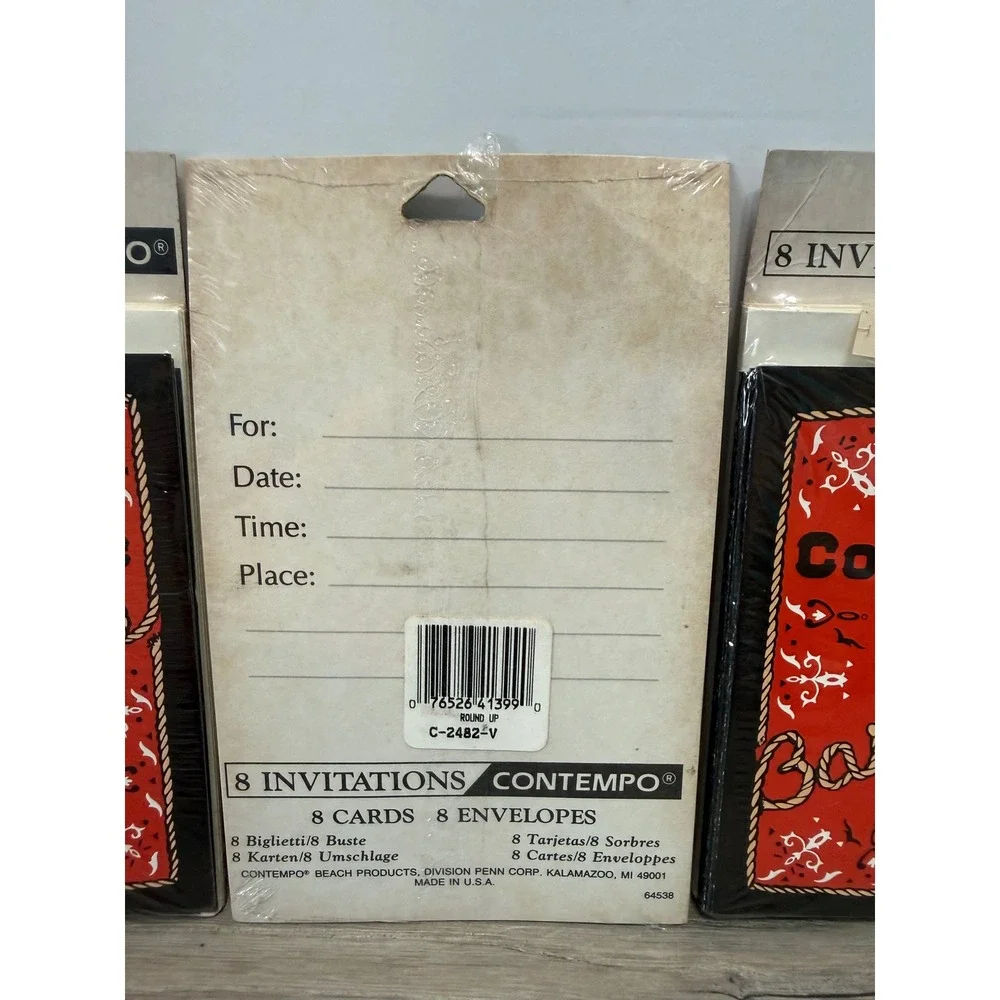 Vintage Contempo BBQ Invitations Red Bandana Western Rope Lot 3 Packs 24 Total